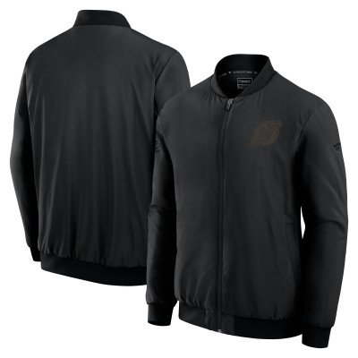 New Jersey Devils Fanatics Black Authentic Pro Road Lightweight Full-Zip Bomber Jacket