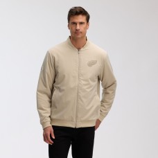 Detroit Red Wings Fanatics Tan Authentic Pro Road Lightweight Full-Zip Bomber Jacket