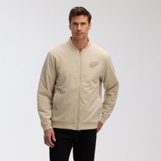 Detroit Red Wings Fanatics Tan Authentic Pro Road Lightweight Full-Zip Bomber Jacket