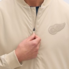 Detroit Red Wings Fanatics Tan Authentic Pro Road Lightweight Full-Zip Bomber Jacket