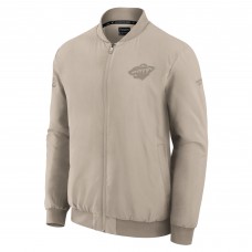 Minnesota Wild Fanatics Tan Authentic Pro Road Lightweight Full-Zip Bomber Jacket