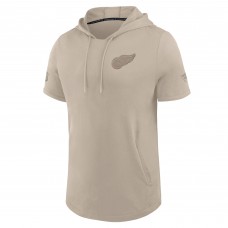 Detroit Red Wings Fanatics Tan Authentic Pro Road Short Sleeve Hoodie Detroit Red Wings Fanatics Tan Authentic Pro Road Short Sleeve Hoodie
