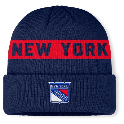 New York Rangers Fanatics Navy Authentic Pro Rink Cuffed Knit Hat