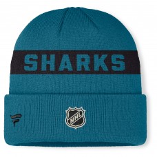 Шапка San Jose Sharks Fanatics Teal Authentic Pro Rink Cuffed Knit Шапка San Jose Sharks Fanatics Teal Authentic Pro Rink Cuffed Knit