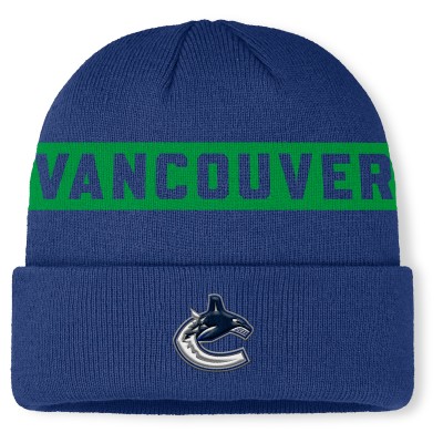 Vancouver Canucks Fanatics Blue Authentic Pro Rink Cuffed Knit Hat