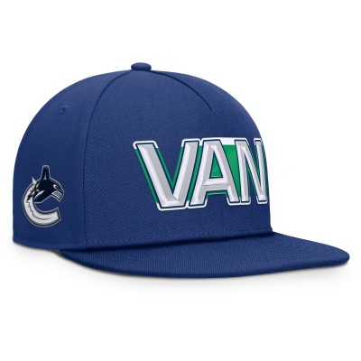 Vancouver Canucks Fanatics Blue Authentic Pro Rink Team Code Snapback Hat