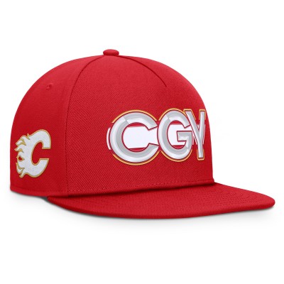 Calgary Flames Fanatics Red Authentic Pro Rink Team Code Snapback Hat