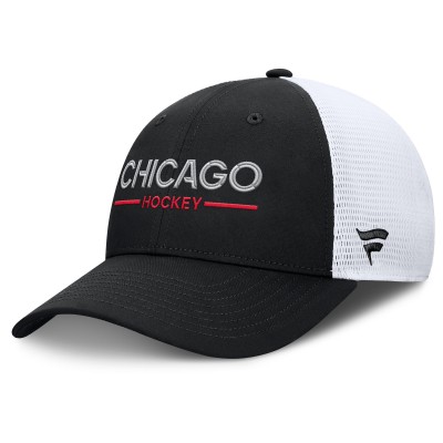 Бейсболка Chicago Blackhawks Fanatics Black/White Authentic Pro Rink Lockup