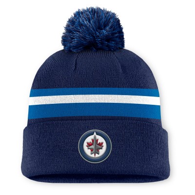 Шапка с помпоном Winnipeg Jets Fanatics Navy Authentic Pro Rink