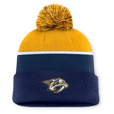 Шапка с помпоном Nashville Predators Fanatics Navy Authentic Pro Rink