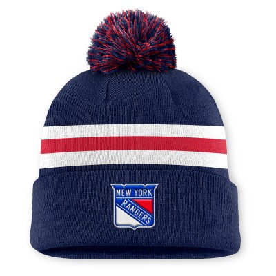 Шапка с помпоном New York Rangers Fanatics Navy Authentic Pro Rink