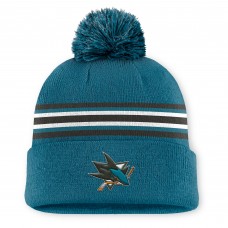 Шапка с помпоном San Jose Sharks Fanatics Teal Authentic Pro Rink