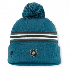 Шапка с помпоном San Jose Sharks Fanatics Teal Authentic Pro Rink