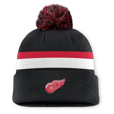 Шапка с помпоном Detroit Red Wings Fanatics Black Authentic Pro Rink