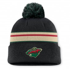 Шапка с помпоном Minnesota Wild Fanatics Black Authentic Pro Rink