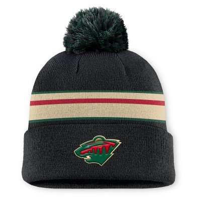 Шапка с помпоном Minnesota Wild Fanatics Black Authentic Pro Rink
