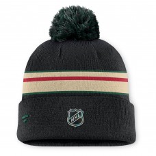 Шапка с помпоном Minnesota Wild Fanatics Black Authentic Pro Rink