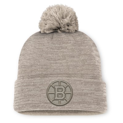 Шапка с помпоном Boston Bruins Fanatics Tan Authentic Pro Road