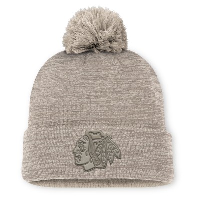 Шапка с помпоном Chicago Blackhawks Fanatics Tan Authentic Pro Road