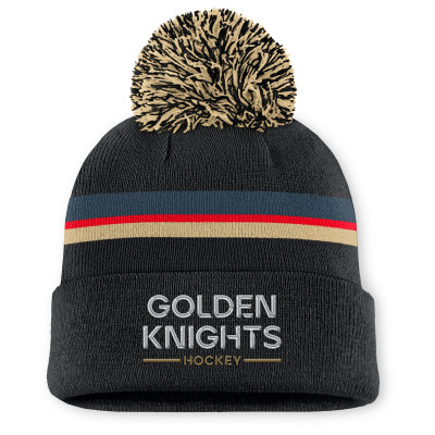 Женская шапка с помпоном Vegas Golden Knights Fanatics Black Authentic Pro Rink Cuffed