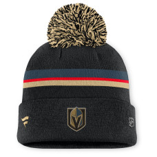 Женская шапка с помпоном Vegas Golden Knights Fanatics Black Authentic Pro Rink Cuffed