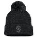 Женская Шапка с помпоном Seattle Kraken Fanatics Black Authentic Pro Road Cuffed