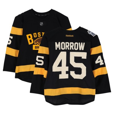 Joe Morrow Boston Bruins Fanatics Authentic Practice-Used #45 Black Reebok Jersey vs. Montreal Canadiens on January 1, 2016 - NHL Winter Classic - Worn During Warm-Ups