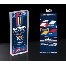 Highland Mint 2025 4 Nations Face-Off Boston Ticket 2.5 x 6 3D Acrylic Blockart