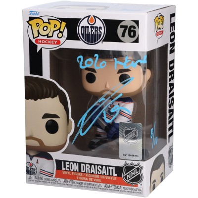 Leon Draisaitl Edmonton Oilers Autographed Fanatics Authentic White Jersey Funko Pop! Vinyl Figure with 2020 Hart Inscription - Limited Edition of 10