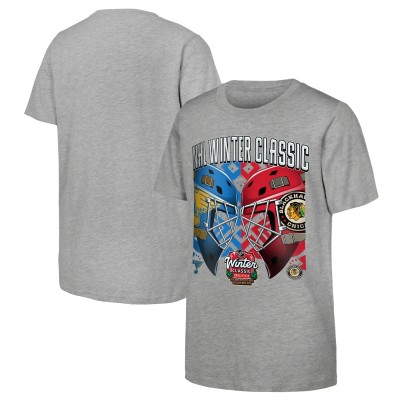 Футболка Outerstuff Youth Chicago Blackhawks vs. St. Louis Blues 2025 NHL Winter Classic Matchup - Heather Gray
