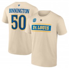 Футболка Jordan Binnington St. Louis Blues Fanatics 2025 NHL Winter Classic Authentic Stack Name & Number - Cream
