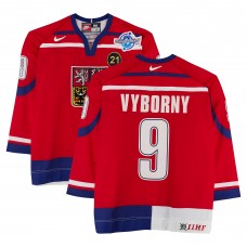 David Výborný Team Czech Republic Fanatics Authentic Game-Used #9 Red Nike Jersey from the 2004 World Cup of Hockey