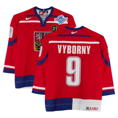 David Výborný Team Czech Republic Fanatics Authentic Game-Used #9 Red Nike Jersey from the 2004 World Cup of Hockey