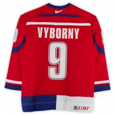 David Výborný Team Czech Republic Fanatics Authentic Game-Used #9 Red Nike Jersey from the 2004 World Cup of Hockey