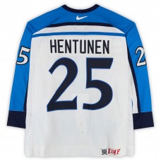 Jukka Hentunen Team Finland Fanatics Authentic Game-Used #25 White Nike Jersey from the 2004 World Cup of Hockey