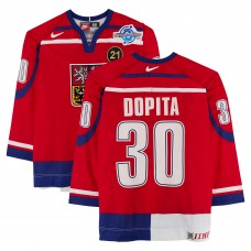 Jiří Dopita Team Czech Republic Fanatics Authentic Game-Used #30 Red Nike Jersey from the 2004 World Cup of Hockey