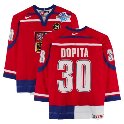 Jiří Dopita Team Czech Republic Fanatics Authentic Game-Used #30 Red Nike Jersey from the 2004 World Cup of Hockey