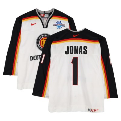 Oliver Jonas Team Germany Fanatics Authentic Game-Used #1 White Nike Jersey from the 2004 World Cup of Hockey