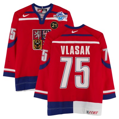 Tomáš Vlasák Team Czech Republic Fanatics Authentic Game-Used #75 Red Nike Jersey from the 2004 World Cup of Hockey