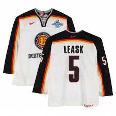 Robert Leask Team Germany Fanatics Authentic Game-Used #5 White Nike Jersey from the 2004 World Cup of Hockey