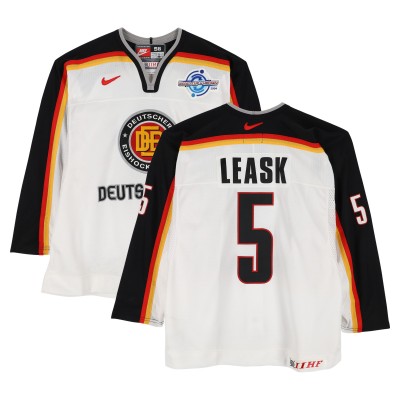 Robert Leask Team Germany Fanatics Authentic Game-Used #5 White Nike Jersey from the 2004 World Cup of Hockey