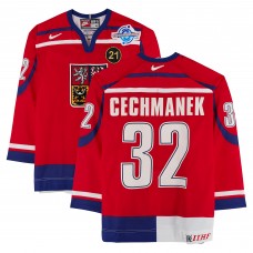 Roman Čechmánek Team Czech Republic Fanatics Authentic Game-Used #32 Red Nike Jersey from the 2004 World Cup of Hockey