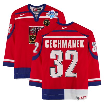 Roman Čechmánek Team Czech Republic Fanatics Authentic Game-Used #32 Red Nike Jersey from the 2004 World Cup of Hockey