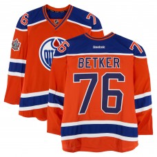 Ben Betker Edmonton Oilers Fanatics Authentic Player-Issued #76 Orange Reebok Jersey vs. Winnipeg Jets on October 23, 2016 - NHL Heritage Classic