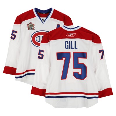 Hal Gill Montreal Canadiens Fanatics Authentic Practice-Used #75 White Reebok Jersey vs. Calgary Flames on February 20, 2011 - NHL Heritage Classic - Worn During Warm-Ups