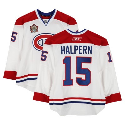 Jeff Halpern Montreal Canadiens Fanatics Authentic Practice-Used #15 White Reebok Jersey vs. Calgary Flames on February 20, 2011 - NHL Heritage Classic - Worn During Warm-Ups