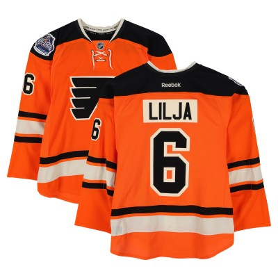 Andreas Lilja Philadelphia Flyers Fanatics Authentic Practice-Used #6 Orange Reebok Jersey vs. New York Rangers on January 2, 2012 - NHL Winter Classic - Worn During Warm-Ups