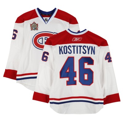 Andrei Kostitsyn Montreal Canadiens Fanatics Authentic Practice-Used #46 White Reebok Jersey vs. Calgary Flames on February 20, 2011 - NHL Heritage Classic - Worn During Warm-Ups