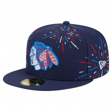 Бейсболка Chicago Blackhawks New Era Navy Americana Fireworks 59FIFTY Бейсболка Chicago Blackhawks New Era Navy Americana Fireworks 59FIFTY