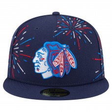 Бейсболка Chicago Blackhawks New Era Navy Americana Fireworks 59FIFTY Бейсболка Chicago Blackhawks New Era Navy Americana Fireworks 59FIFTY